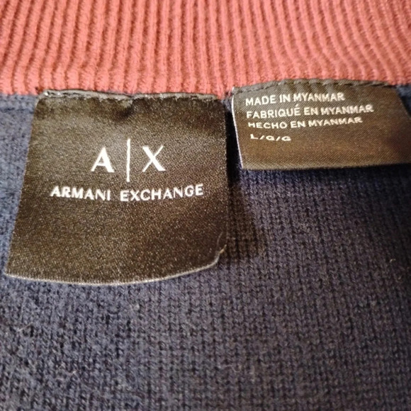 Armani Exchange Navy Blue Zip Up Cardigan, Large - Picture 7 of 9